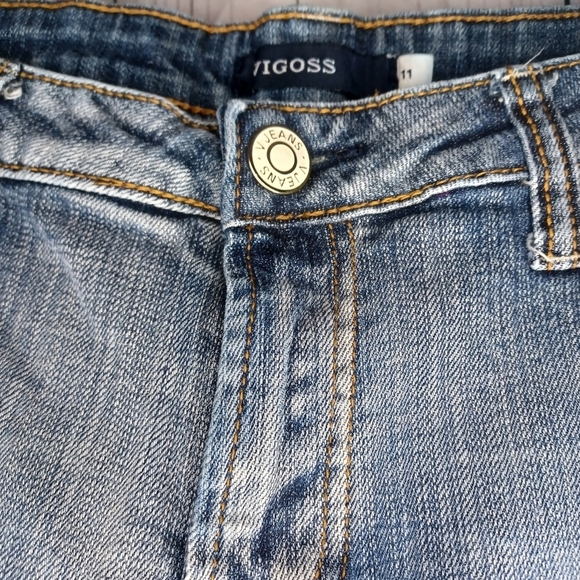 Vigoss Lightly Distressed Boot Cut Blue Denim Jeans - Picture 9 of 16